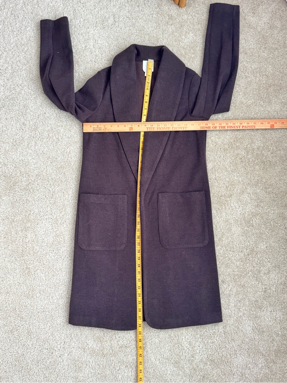 🔹 Joie Chocolate Brown Long Open-Front Coat Size Small - Worn Once - Picture 5 of 6